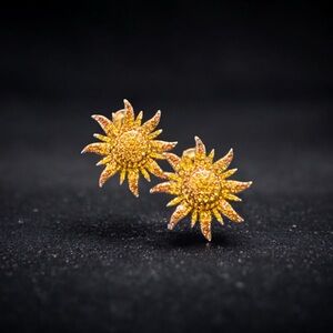 Sassy Jones Sunflower Gold Tone Earrings